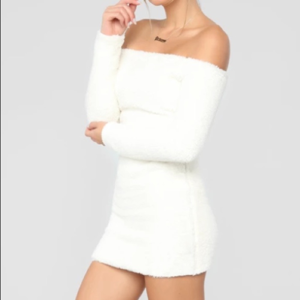 White Faux Fur Dress